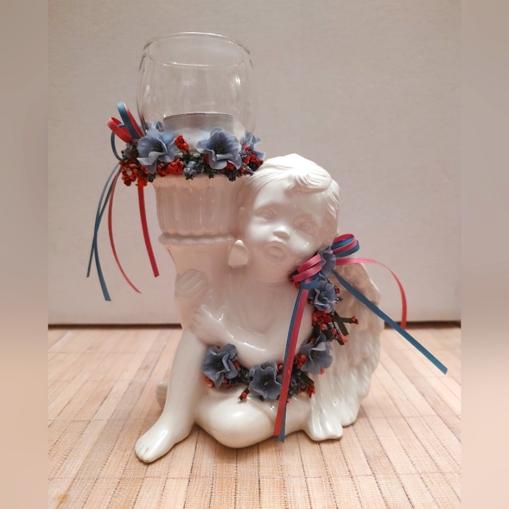 Handmade Cherub candle holder